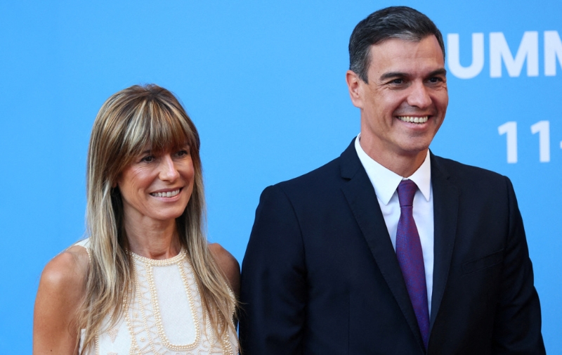 西班牙首相桑切斯（Pedro Sanchez )与妻子葛梅兹（Begona Gomez）。(路透社)