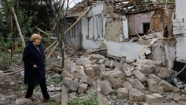 乌克兰顿内茨克州一处被俄军摧毁的房屋
